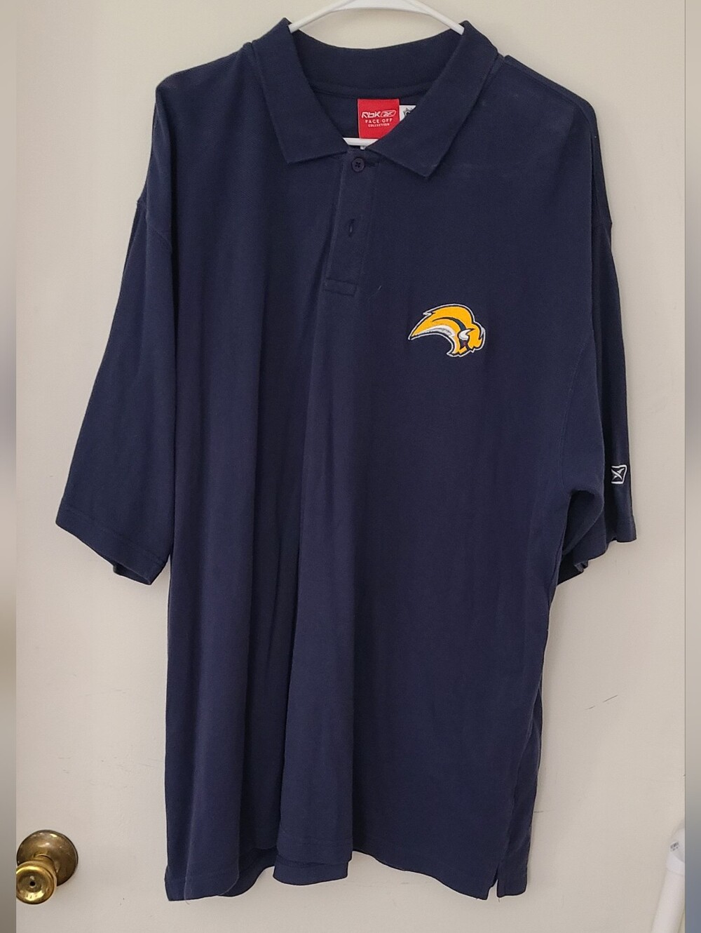 Vintage Buffalo Sabres Polo Mens 2XL Navy Blue Gold NHL Hockey Reebok